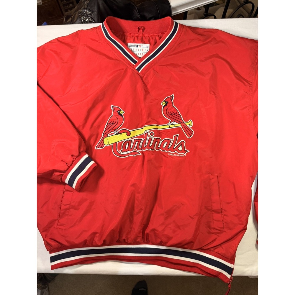 St. Louis Cardinals 1980's Puma Satin Jacket Size 2XL Red MLB Vintage